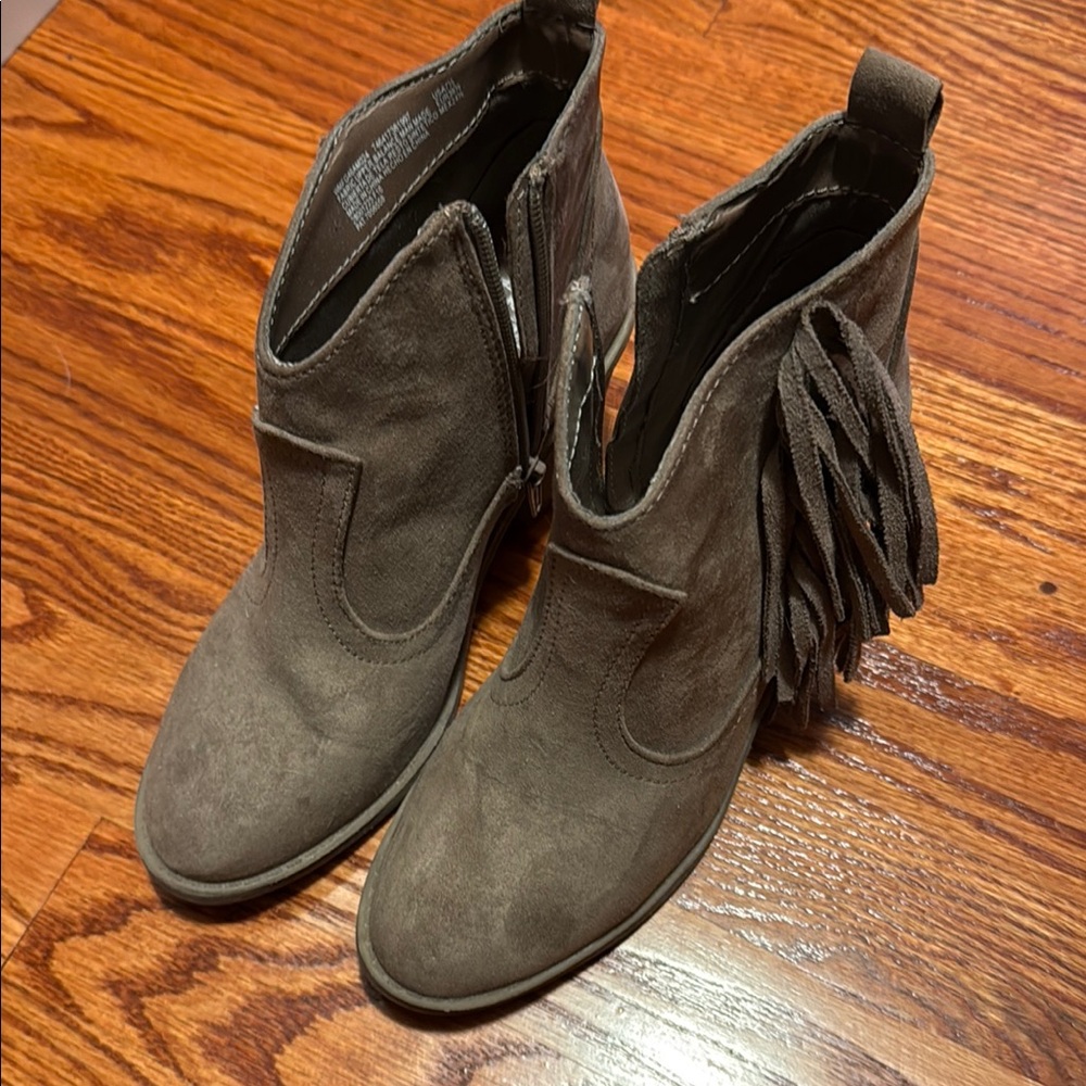 Faded Glory Brown Ankle Booties with Fringe